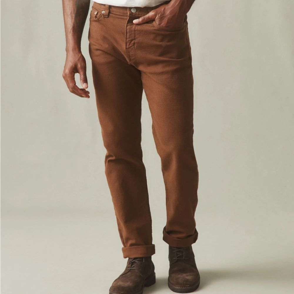 NEW American Giant Men's Roughneck Pant Straight Mahogany Brown Size 32 X 30